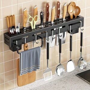 NIB Wall Mount Stainless Steel Multi-Functional Organizer For Knives & Utensils